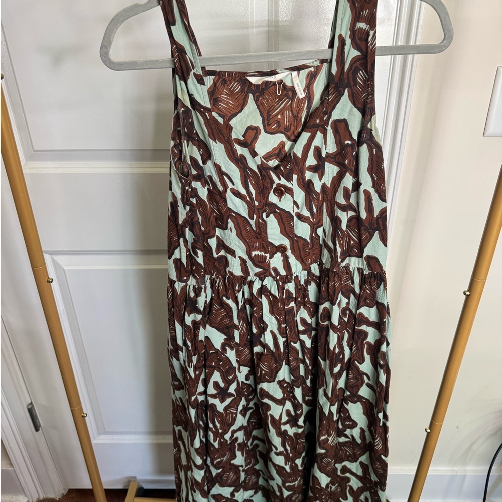 TOAST Brown & Mint Floral Print Sundress